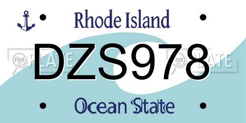 DZS978 Rhode Island License Plate