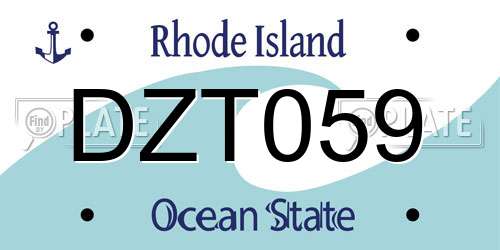 DZT059 Rhode Island License Plate