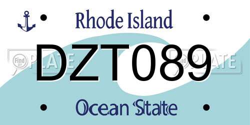 DZT089 Rhode Island License Plate