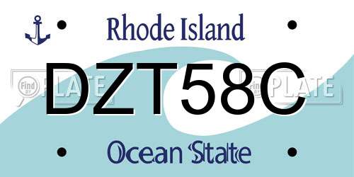 DZT58C Rhode Island License Plate