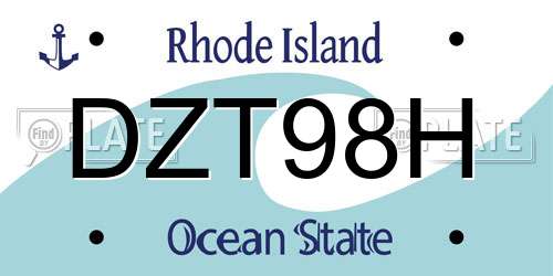 DZT98H Rhode Island License Plate