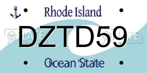 DZTD59 Rhode Island License Plate