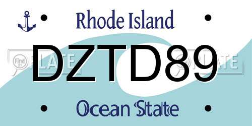 DZTD89 Rhode Island License Plate