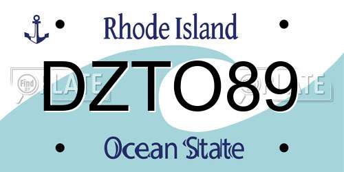 DZTO89 Rhode Island License Plate