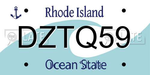 DZTQ59 Rhode Island License Plate