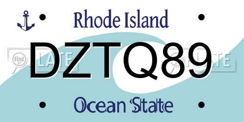 DZTQ89 Rhode Island License Plate