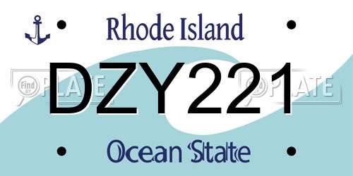 DZY221 Rhode Island License Plate