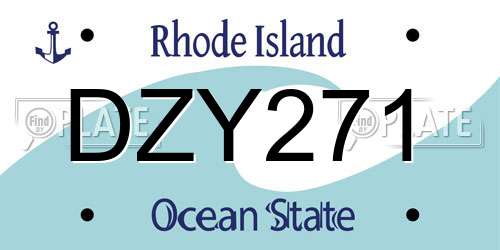 DZY271 Rhode Island License Plate