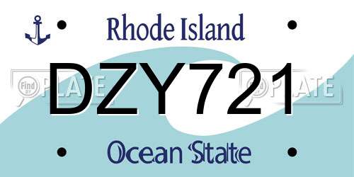 DZY721 Rhode Island License Plate