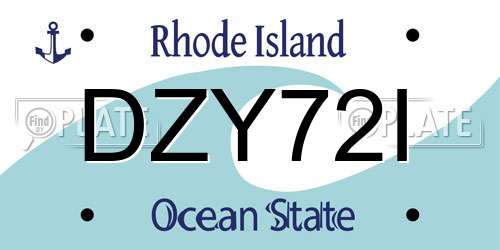 DZY72I Rhode Island License Plate