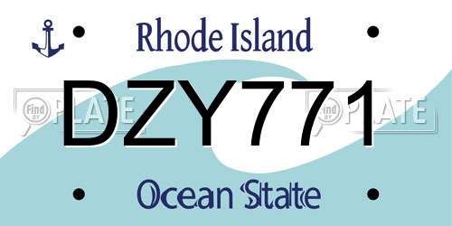 DZY771 Rhode Island License Plate