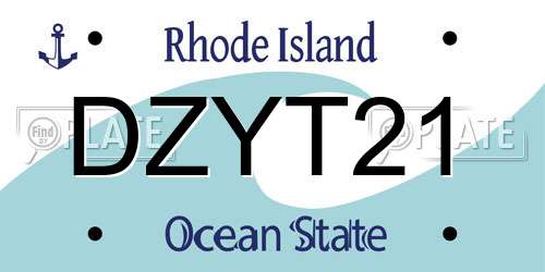 DZYT21 Rhode Island License Plate
