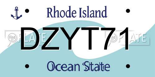 DZYT71 Rhode Island License Plate