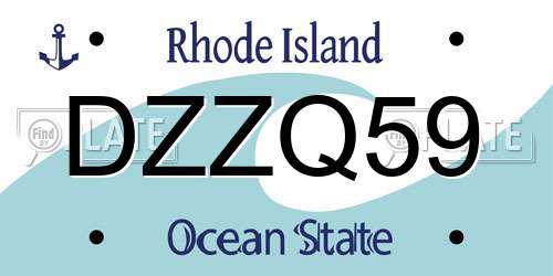 DZZQ59 Rhode Island License Plate