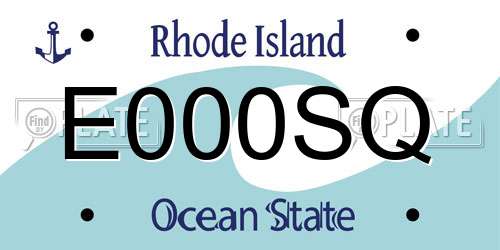 E000SQ Rhode Island License Plate