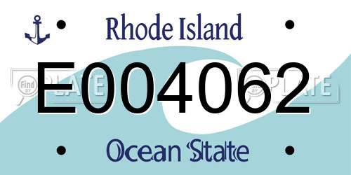 E004062 Rhode Island License Plate