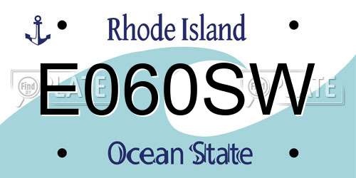 E060SW Rhode Island License Plate