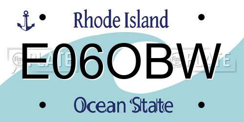 E06OBW Rhode Island License Plate