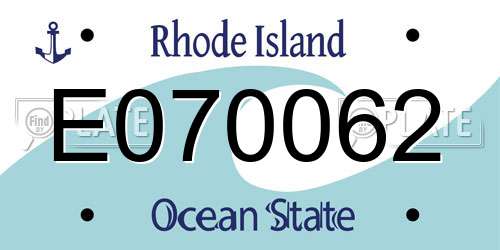 E070062 Rhode Island License Plate