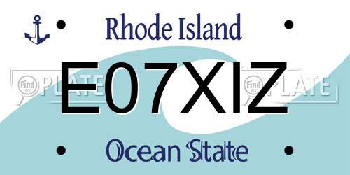 E07XIZ Rhode Island License Plate