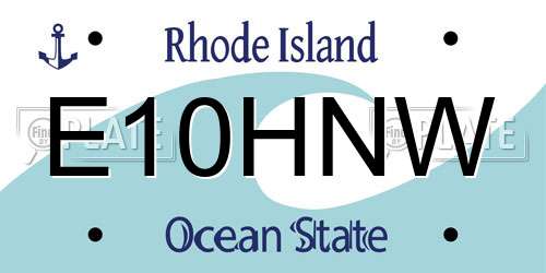 E10HNW Rhode Island License Plate