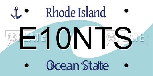 E10NTS Rhode Island License Plate