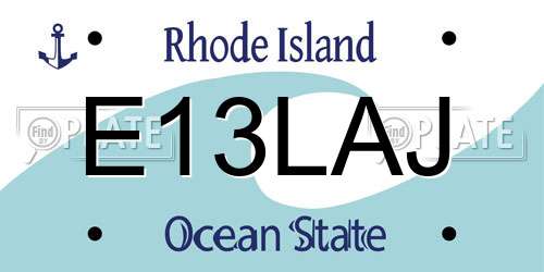 E13LAJ Rhode Island License Plate