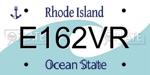 E162VR Rhode Island License Plate