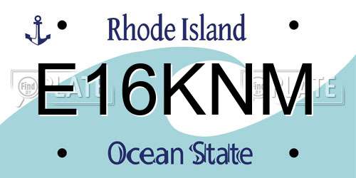 E16KNM Rhode Island License Plate
