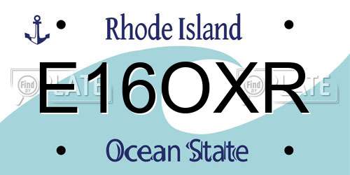 E16OXR Rhode Island License Plate