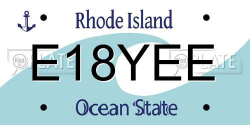 E18YEE Rhode Island License Plate