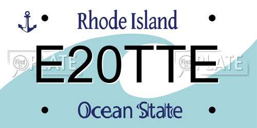 E20TTE Rhode Island License Plate