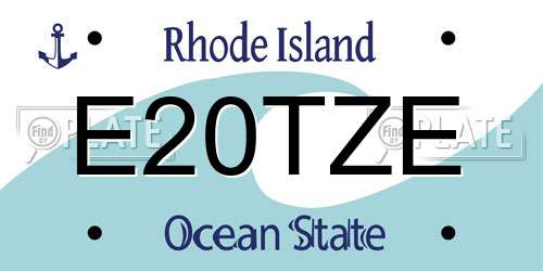 E20TZE Rhode Island License Plate