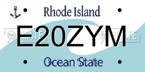 E20ZYM Rhode Island License Plate