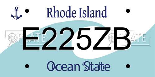 E225ZB Rhode Island License Plate