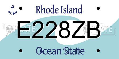 E228ZB Rhode Island License Plate