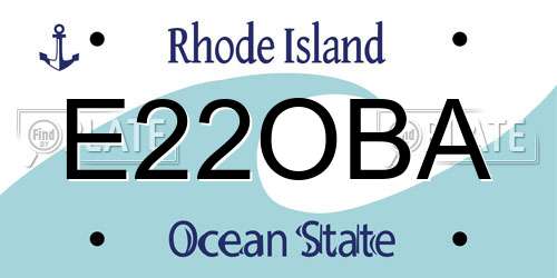 E22OBA Rhode Island License Plate