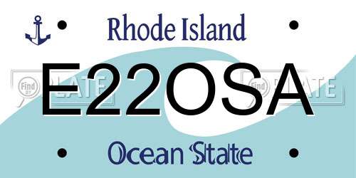 E22OSA Rhode Island License Plate