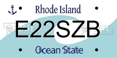 E22SZB Rhode Island License Plate