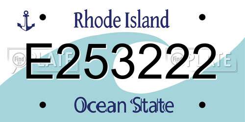 E253222 Rhode Island License Plate