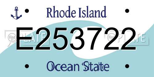 E253722 Rhode Island License Plate