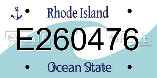 E260476 Rhode Island License Plate