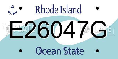 E26047G Rhode Island License Plate