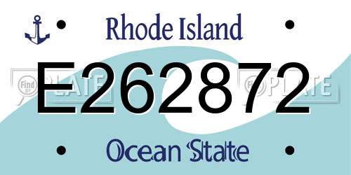 E262872 Rhode Island License Plate