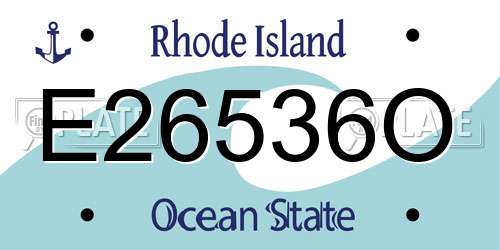 E26536O Rhode Island License Plate