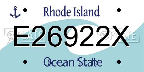 E26922X Rhode Island License Plate