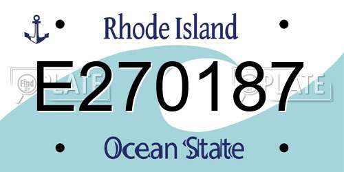 E270187 Rhode Island License Plate