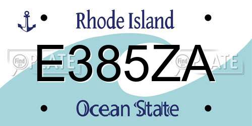 E385ZA Rhode Island License Plate