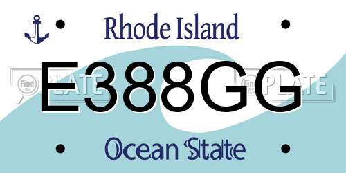 E388GG Rhode Island License Plate