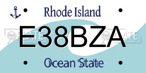 E38BZA Rhode Island License Plate